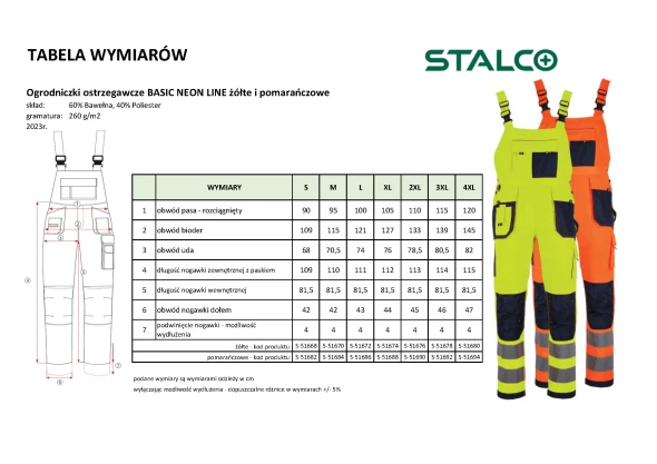 Spodnie robocze ogrodniczki Stalco Basic Neon Line.jpg