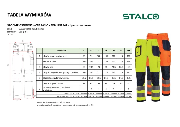 Spodnie robocze do pasa Stalco Basic Neon Line.jpg