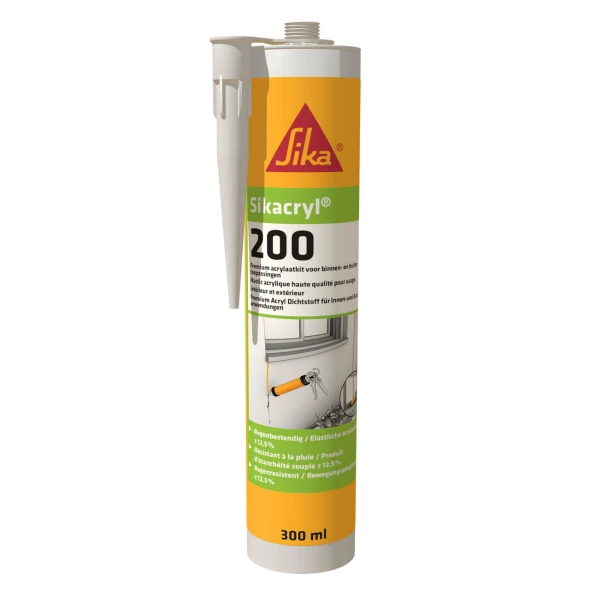 Uszczelniacz akrylowy do aplikacji wewnątrz i na zewnątrz Sikacryl-200 opak. 300 ml.jpg