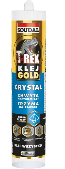 Hybrydowy klej montażowy Soudal T-REX GOLD Crystal opak. 290 ml.jpg