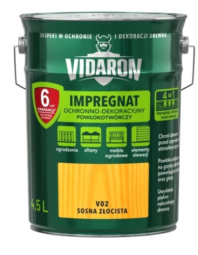 Impregnat ochronno-dekoracyjny powłokotwórczy Vidaron opak. 4,5 l sosna złocista.jpg