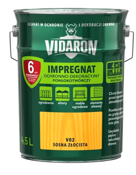 Impregnat ochronno-dekoracyjny powłokotwórczy Vidaron opak. 4,5 l sosna złocista.jpg
