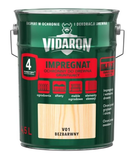 Impregnat ochronno-dekoracyjny powłokotwórczy Vidaron opak. 4,5 l bezbarwny.jpg