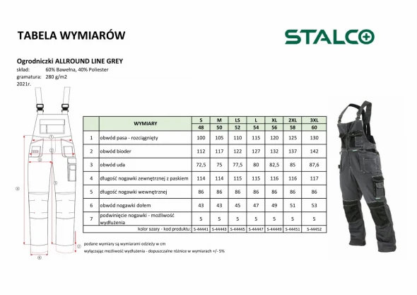 Spodnie robocze ogrodniczki Stalco Allround Line szary (3).jpg