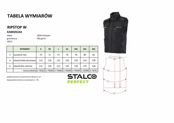 Kamizelka robocza ocieplana Stalco Perfect Ripstop W czarny (1).jpg