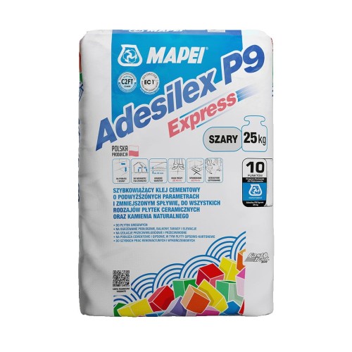Szybkowiążąca zaprawa klejowa do płytek Mapei Adesilex P9 Express opak. 25 kg szara.jpg